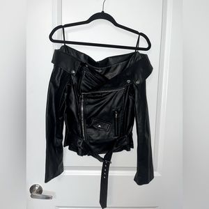 Fashion Nova off the shoulder leather jacket